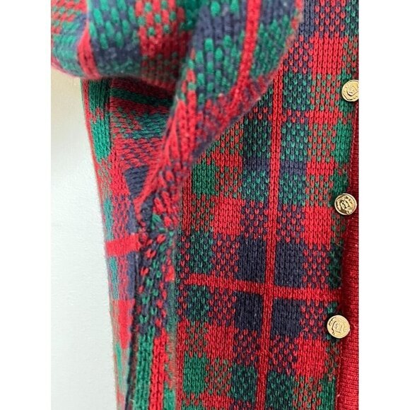 Tally Ho Sweater Women XL Red Plaid Granny Holiday Festive 80s Vtg Regal Grandpa - Picture 9 of 14